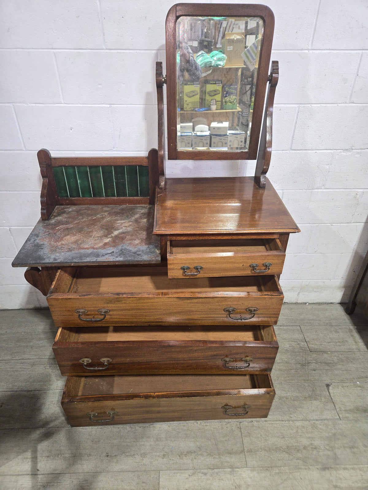 Green Tile Dresser With Mirror