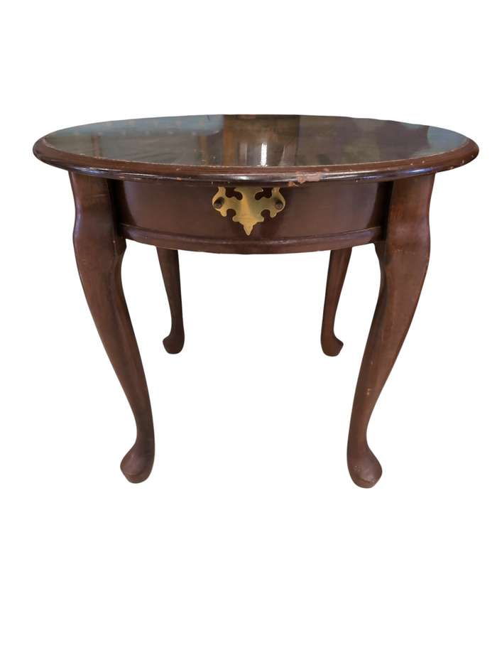 Vintage Round Wooden Accent Table