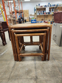 Bamboo Rattan Nesting Tables (Set of 3)