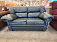 Forest Green Leather Loveseat