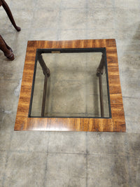 Dark Walnut Side Table with Glass Insert