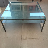 40"W Metal Coffee Table with Glass Top