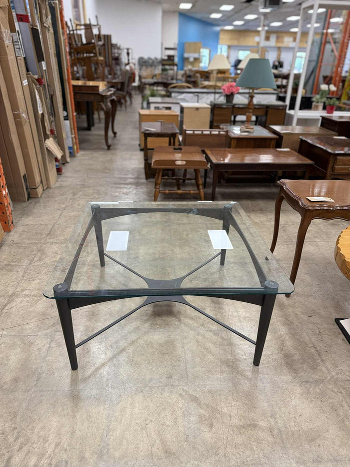 Dark Colored Coffee Table with Glass Top