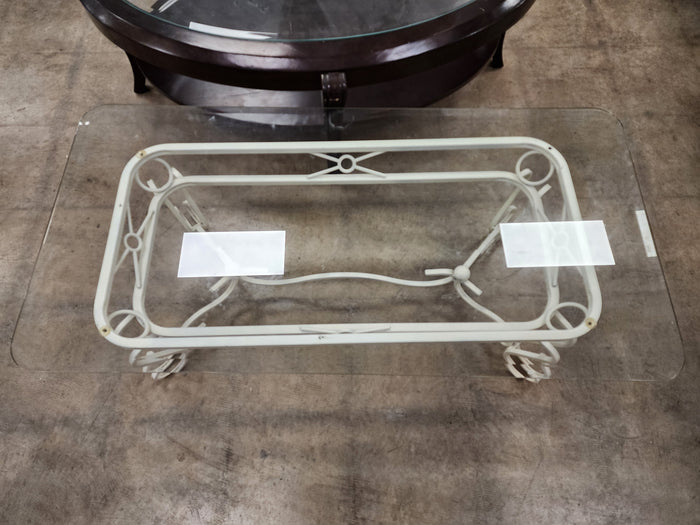 White Iron & Glass Coffee Table