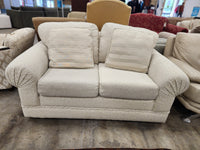 Light Cream Floral Loveseat with 2 Striped Cushions