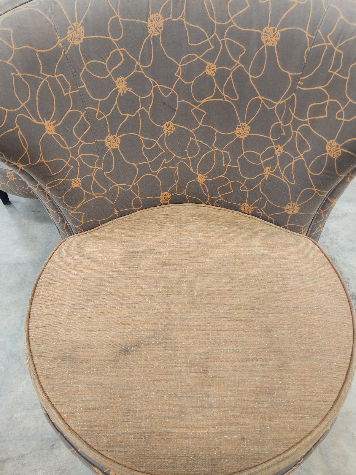 Grey & Orange Floral Upholstered Chair