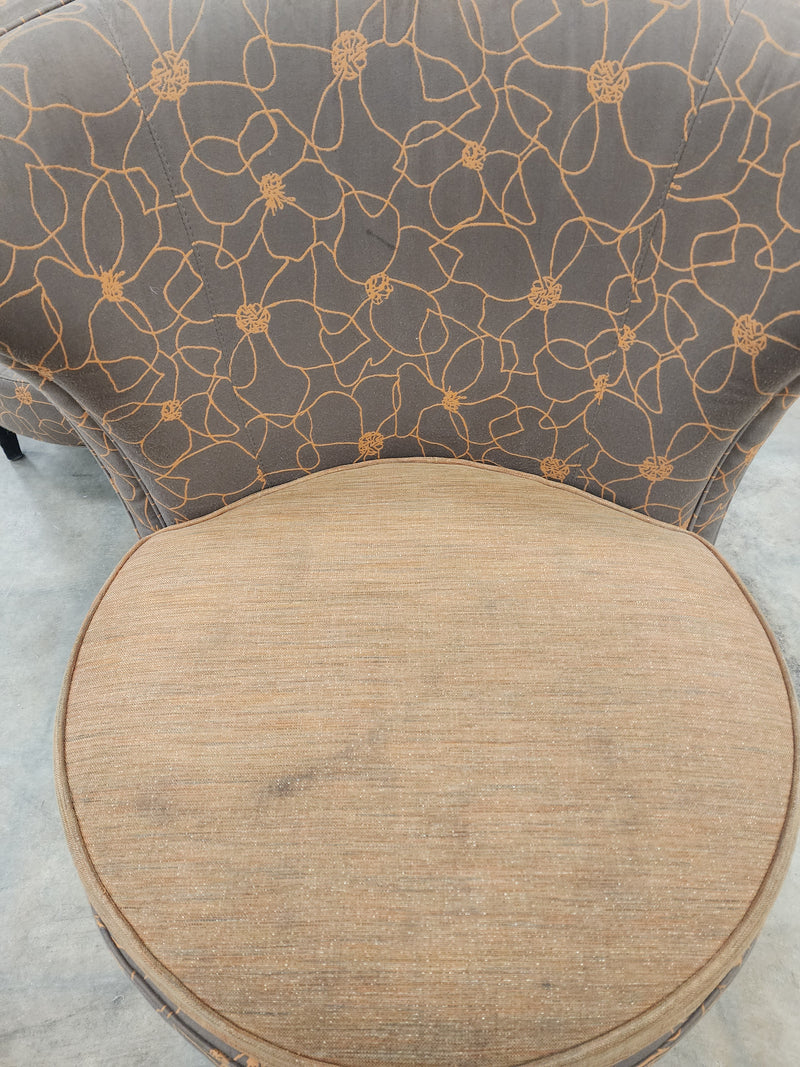 Grey & Orange Floral Upholstered Chair