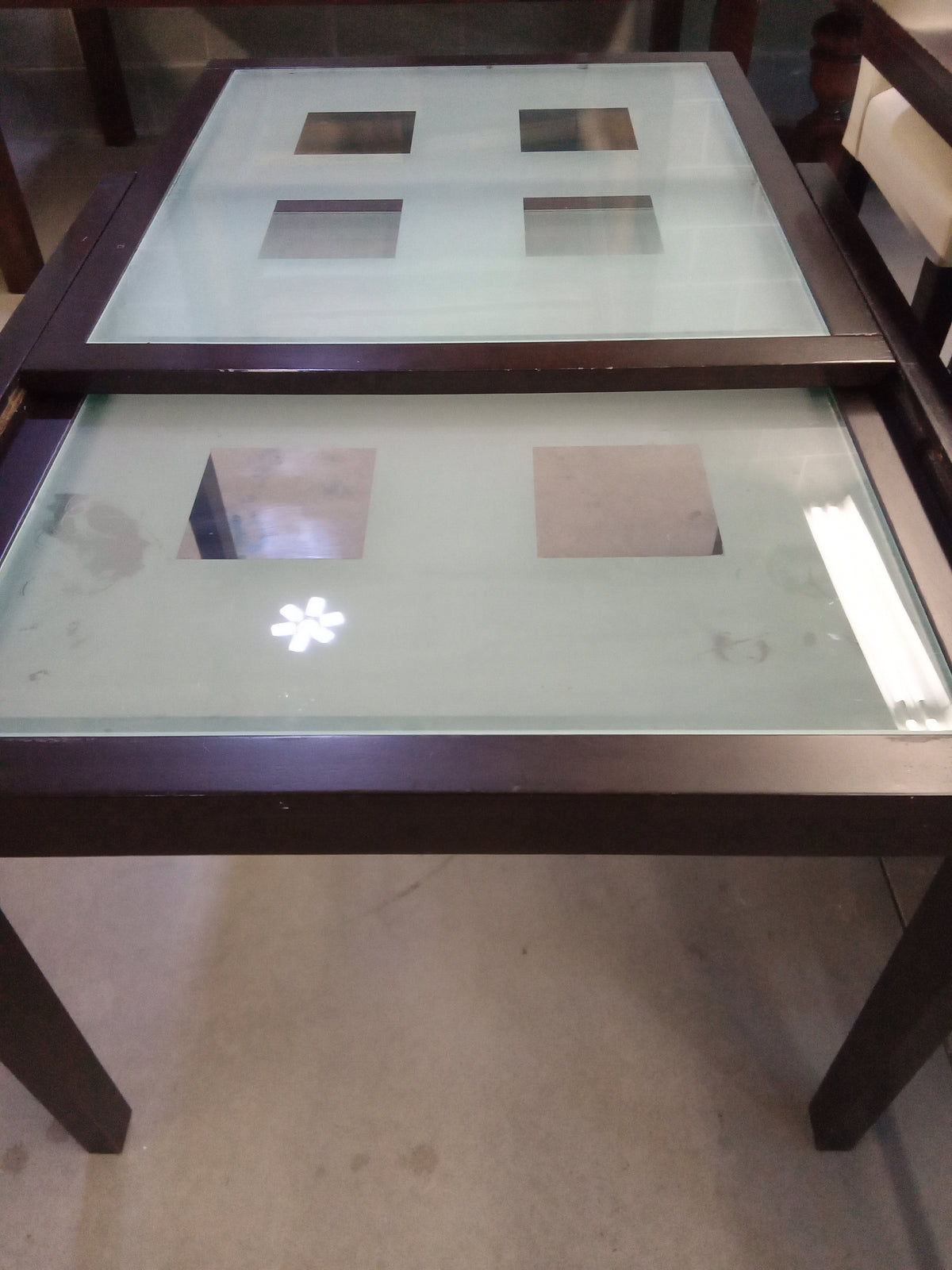 35.5"W Dining Table with Tempered Glass Top