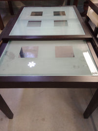 35.5"W Dining Table with Tempered Glass Top