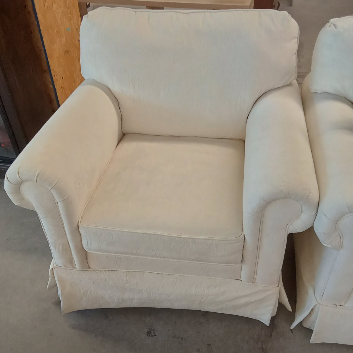36"W Cream Fabric Armchair
