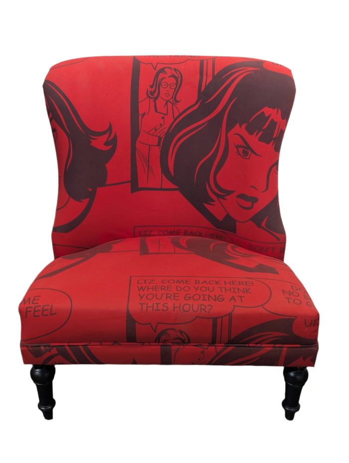 Red Comic Book Style Accent Chair