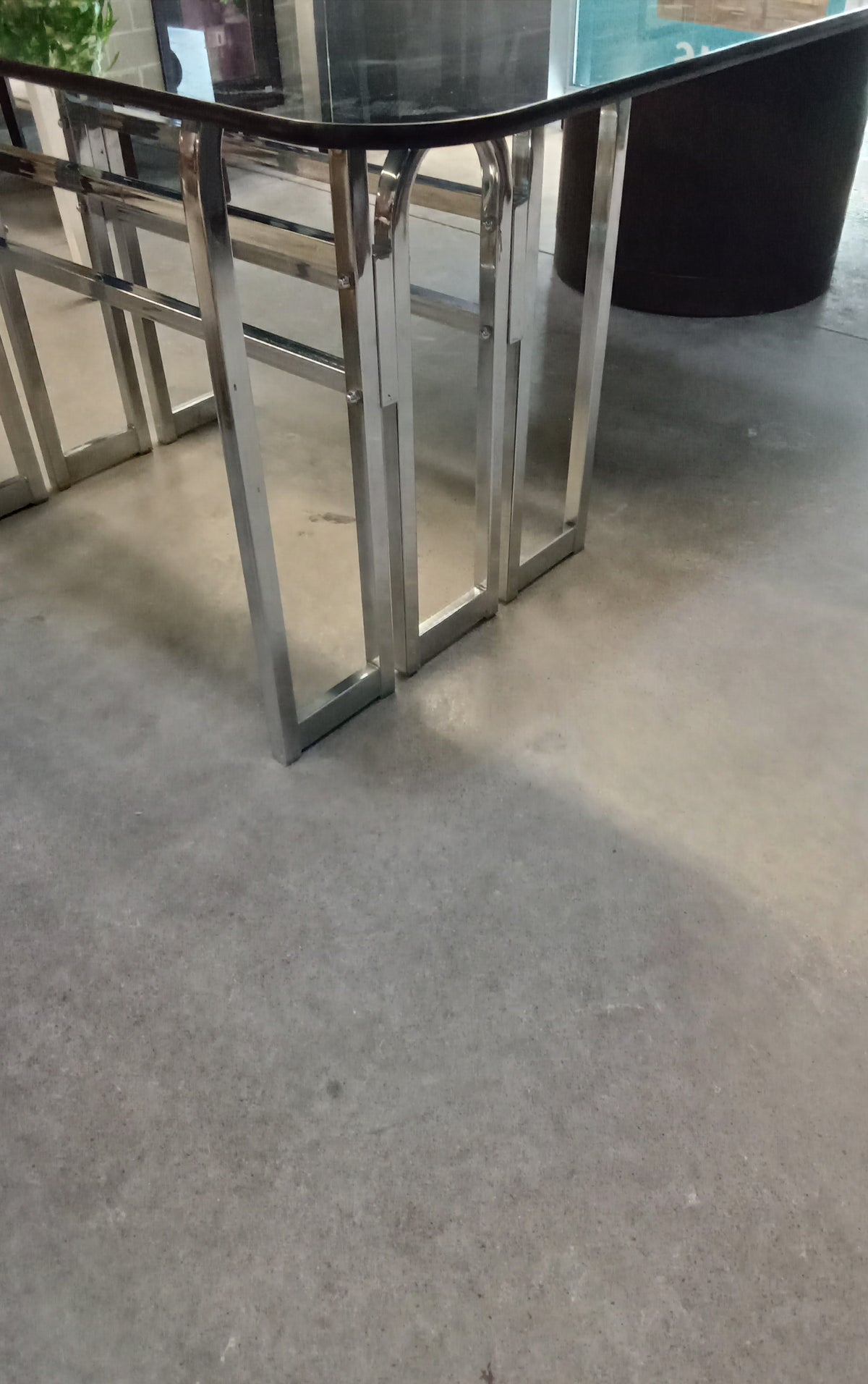 60"W Dining Table with Dark Tempered Glass Top