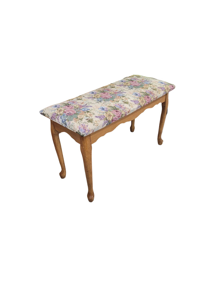 Floral Queen Anne Style Vanity Bench