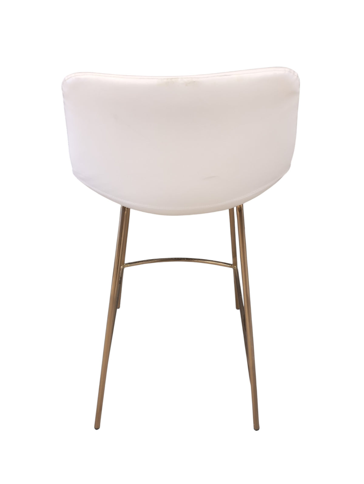 Seat of 3 Brass & White Faux Leather Stools