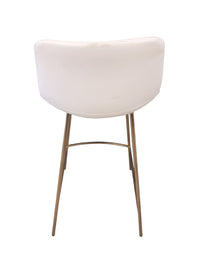 Seat of 3 Brass & White Faux Leather Stools