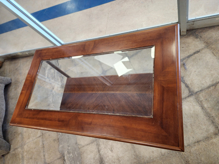 Walnut 2 Tier Coffee Table with Glass Insert