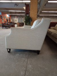 86"W Grey Fabric Sofa with Ottoman