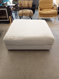 44"W Grey Woven Fabric Ottoman
