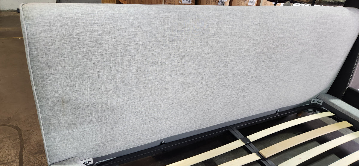 Grey Upholstered King Size Bed