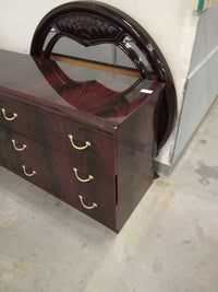 68.5"W Faux Italian Mahogany Dresser W/ Mirror and 6 Drawers #PH4