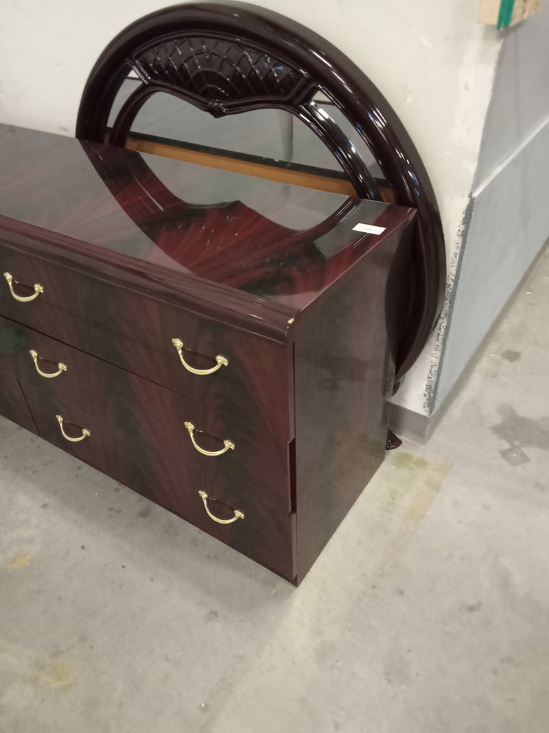 68.5"W Faux Italian Mahogany Dresser W/ Mirror and 6 Drawers #PH4