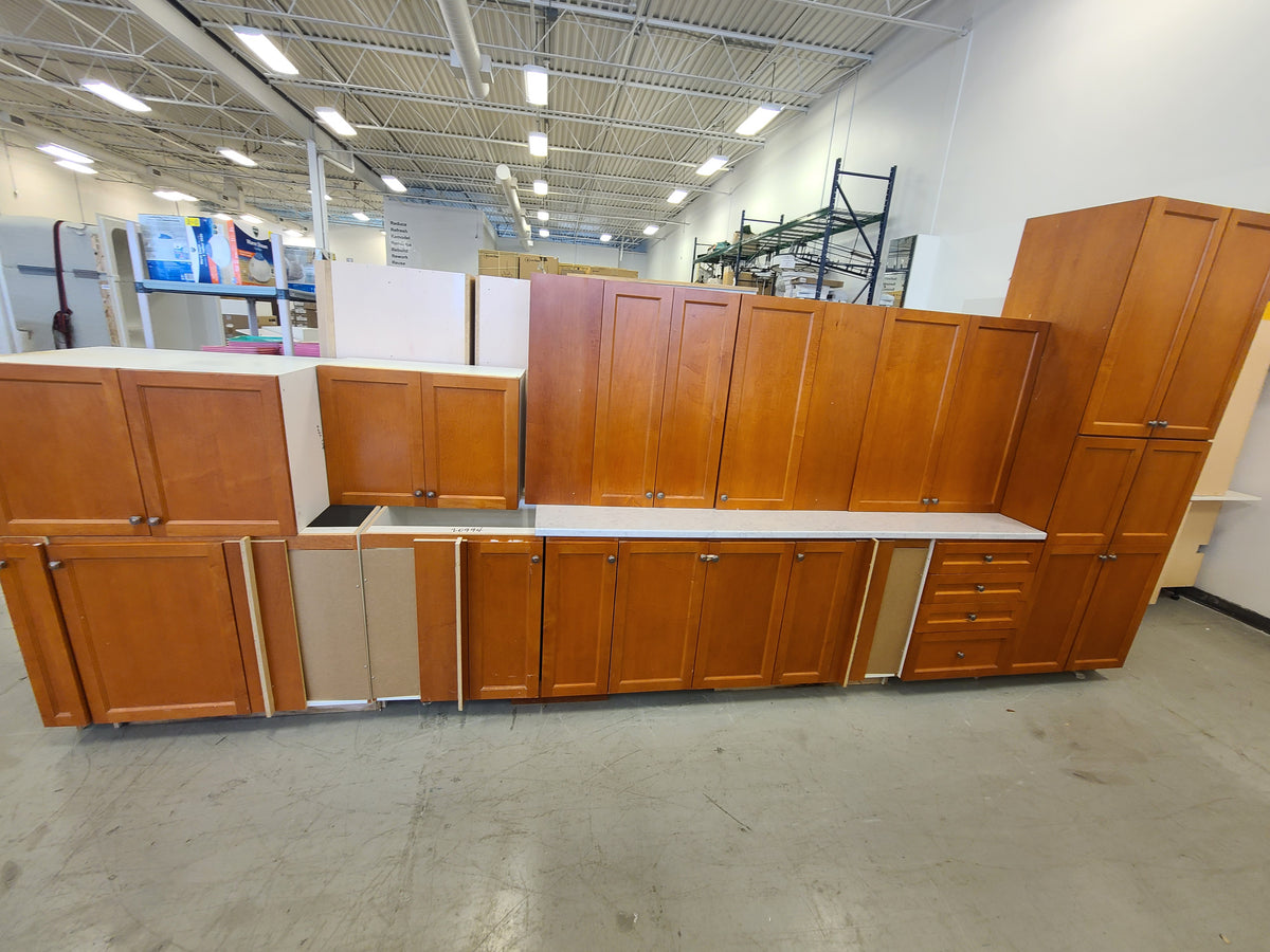 Set of 12 Brown Kitchen Cabinets
