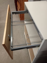 33"W White and Faux Wood Office Filing Cabinet