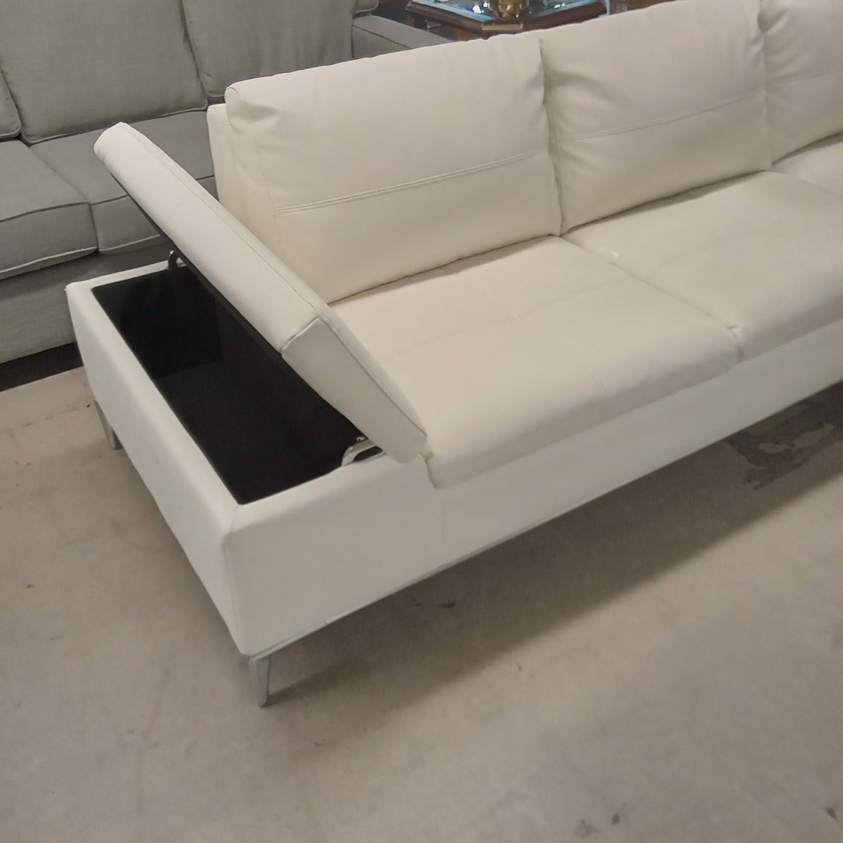 112"W 2-Piece White Leather Sectional