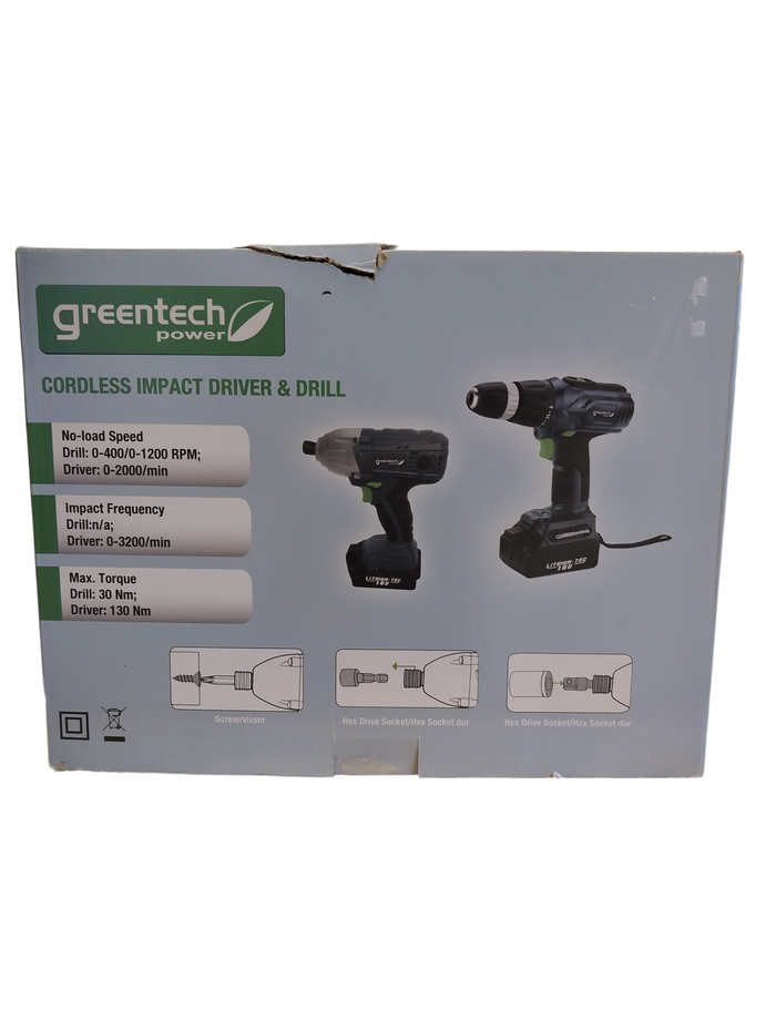 Green Tech Cordless Impact Driver and Drill