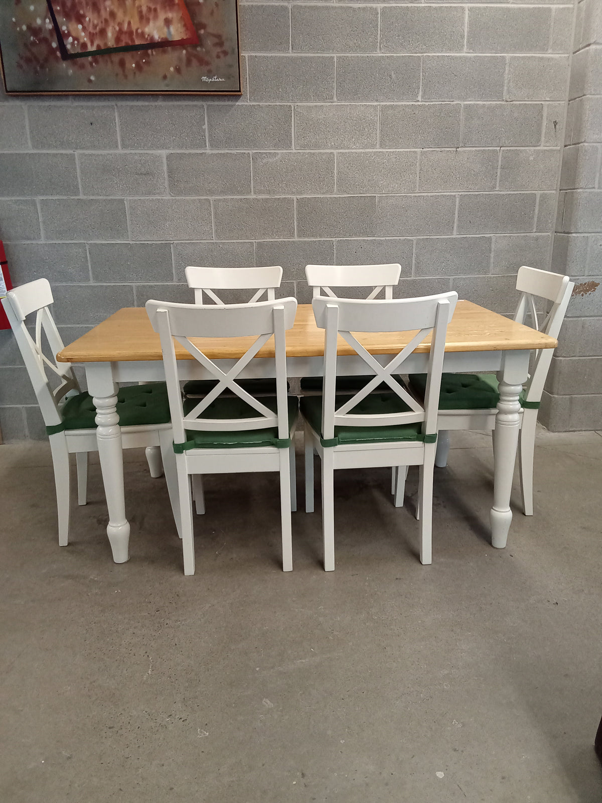 60"W Solid Wood Dining Set with 6 Chairs