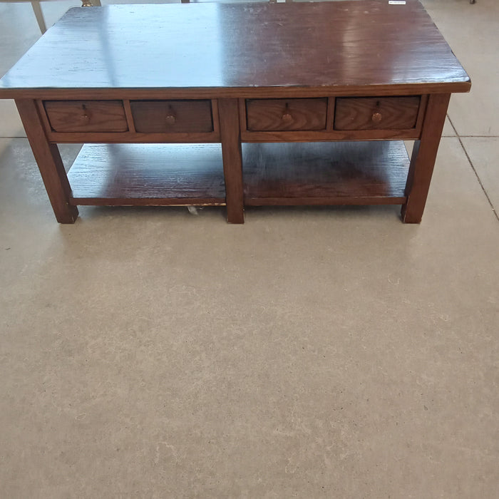 50"W Rustic Coffee Table with Four Drawers