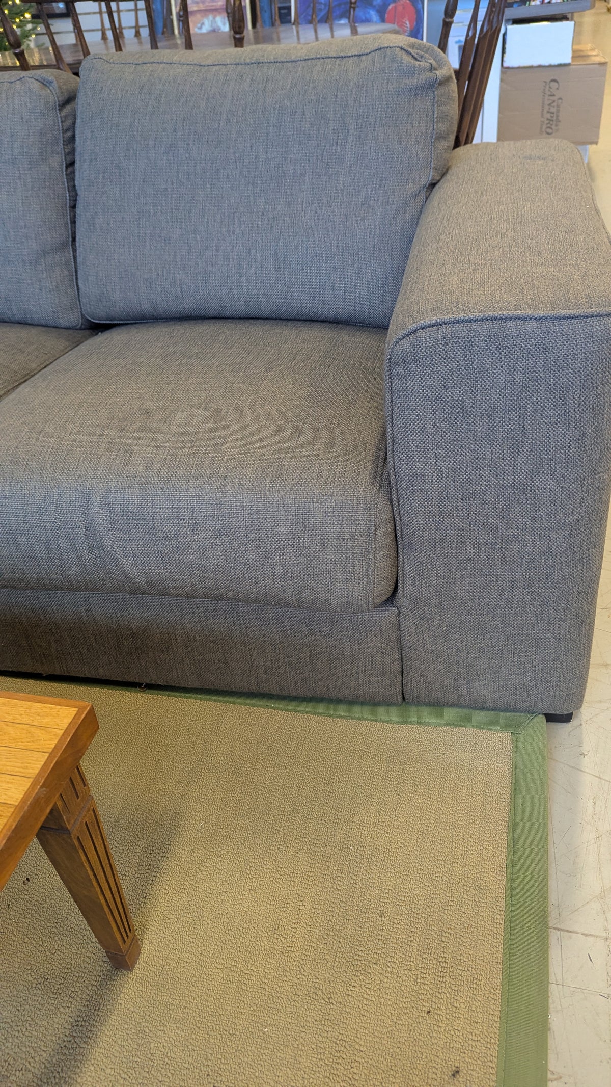 91"W Grey Chenille Sofa