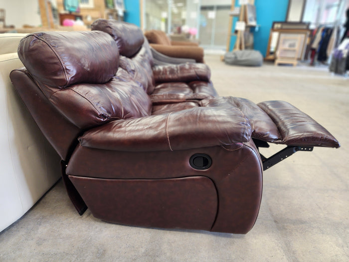 Reddish Brown Leather Loveseat Recliner