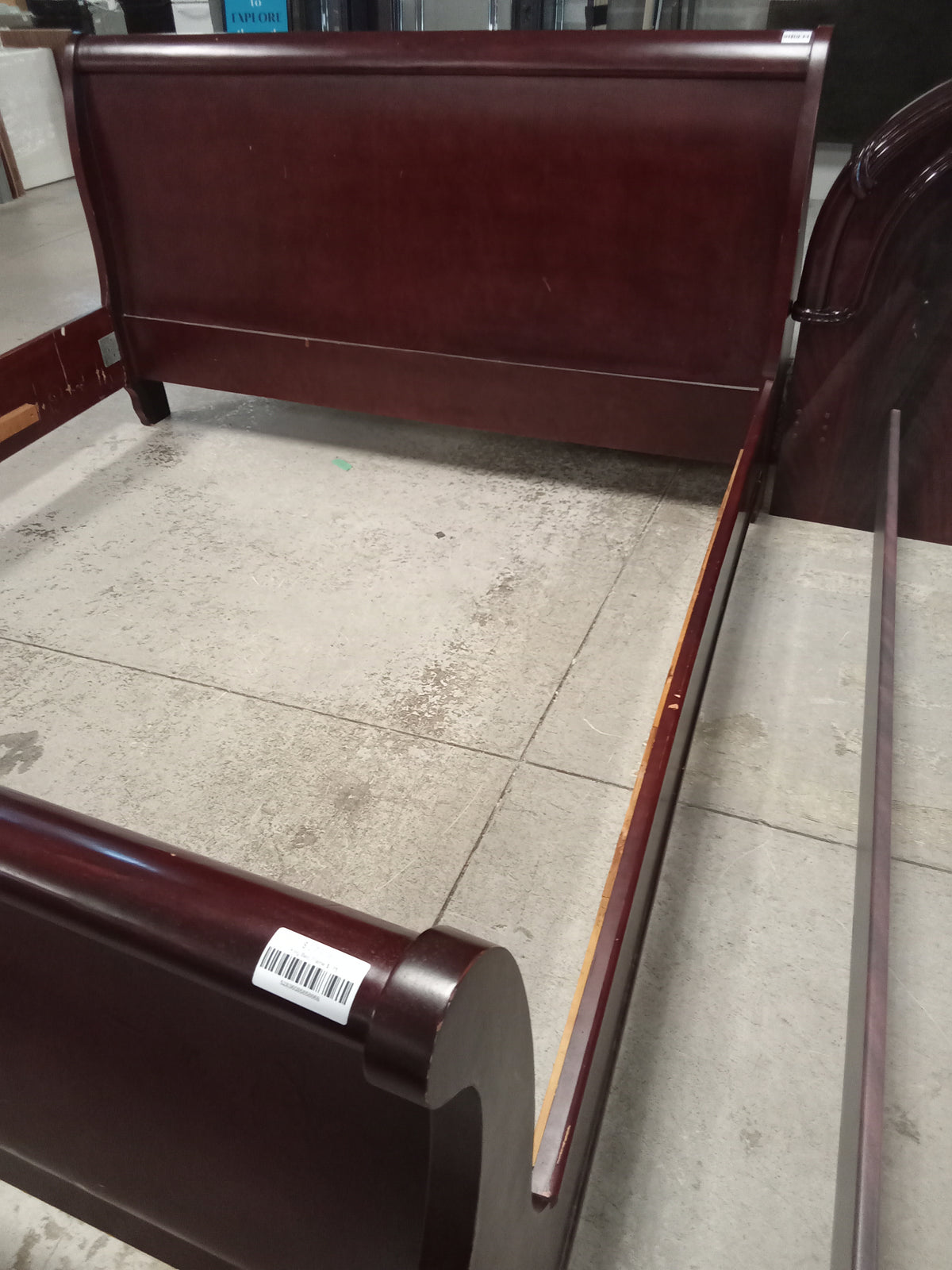 80"W Dark Wood Sleigh Bed Frame - King