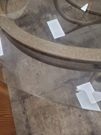 Oval Glass Top Coffee Table W/ Metal Base