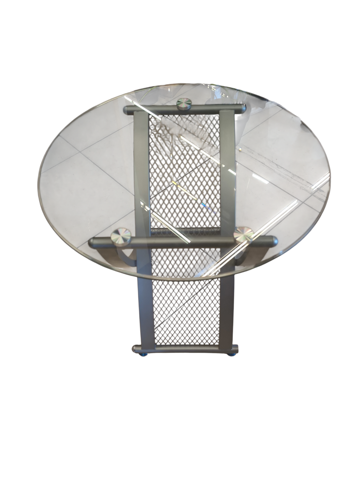 Modern Round Glass Side Table with Metal Frame