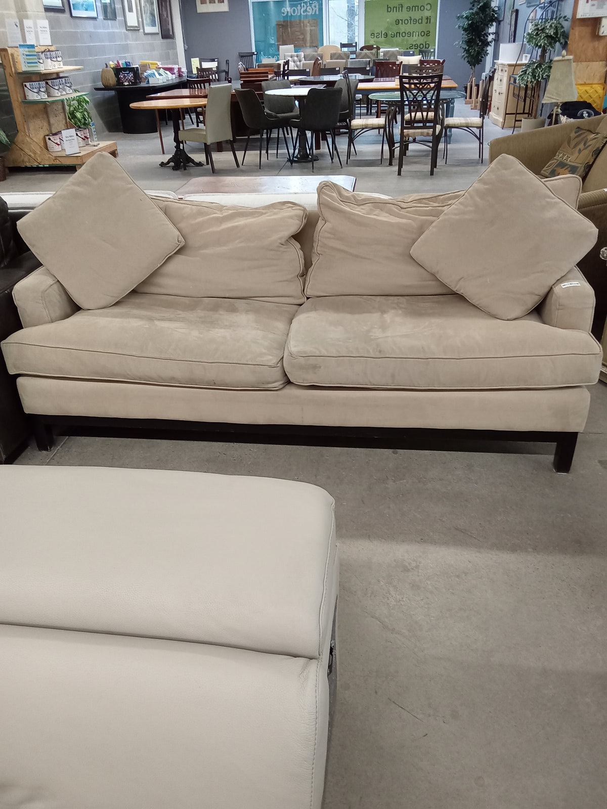 82"W Beige Love Seat in Velour