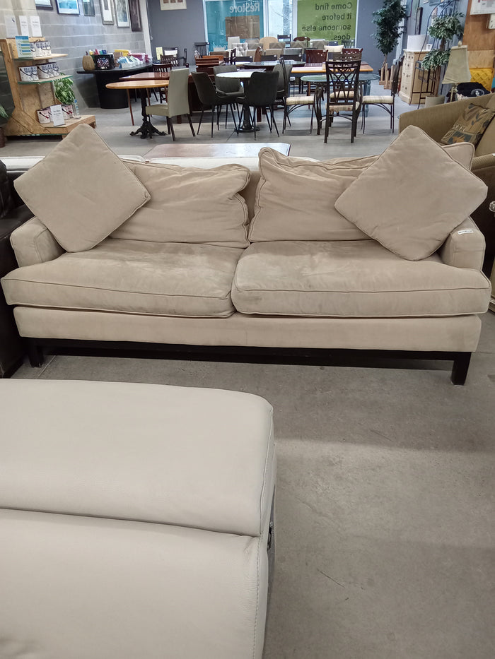 82"W Beige Love Seat in Velour