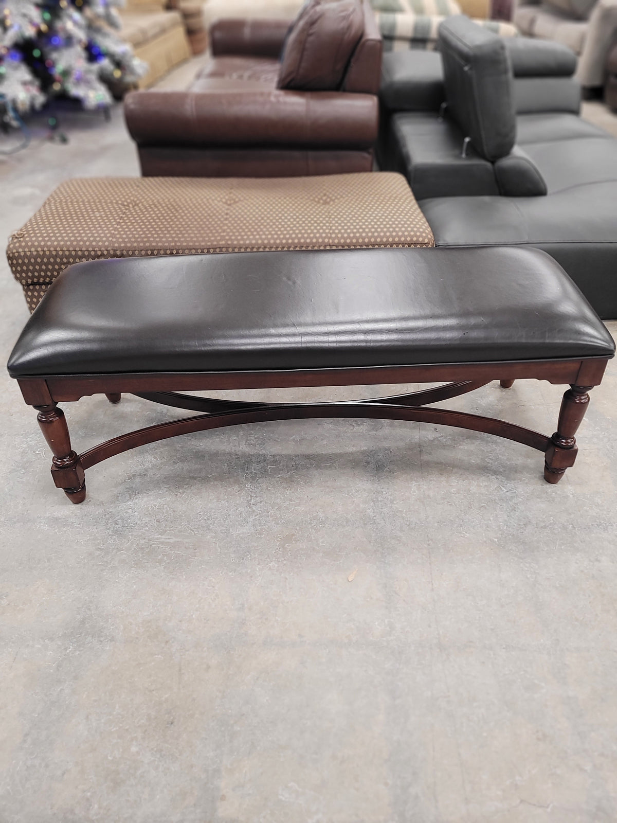 Dark Leather Bench