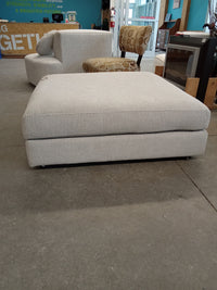 44"W Grey Woven Fabric Ottoman