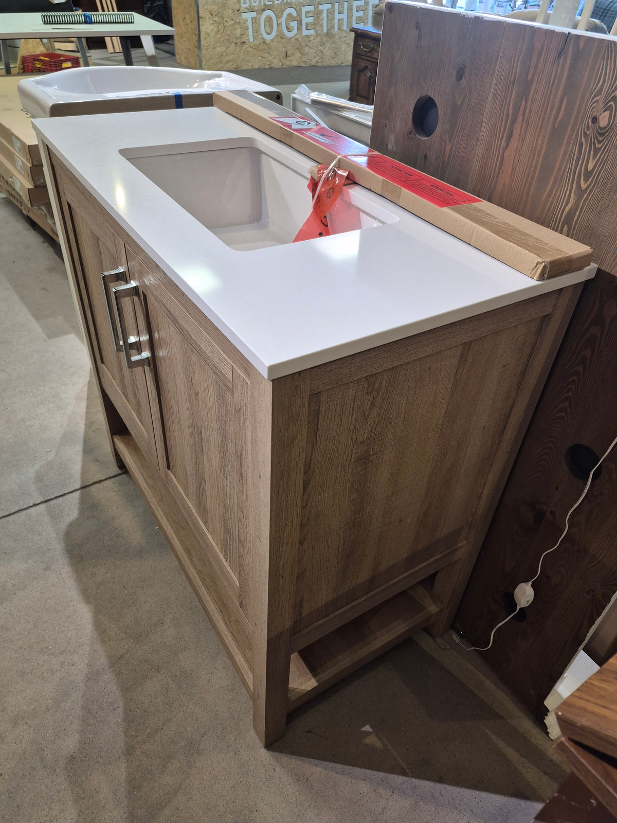 36 " W Single Sink Bath Vanity in White Oak with Top