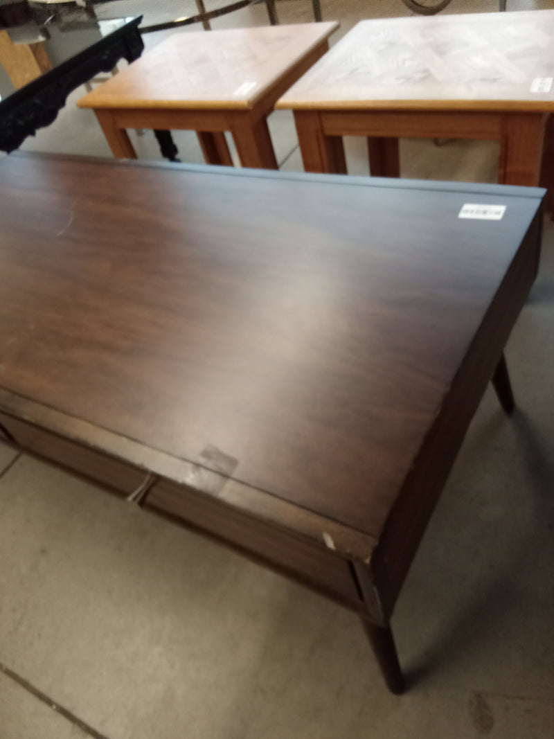 48"W Wooden Coffee Table with Two Drawers
