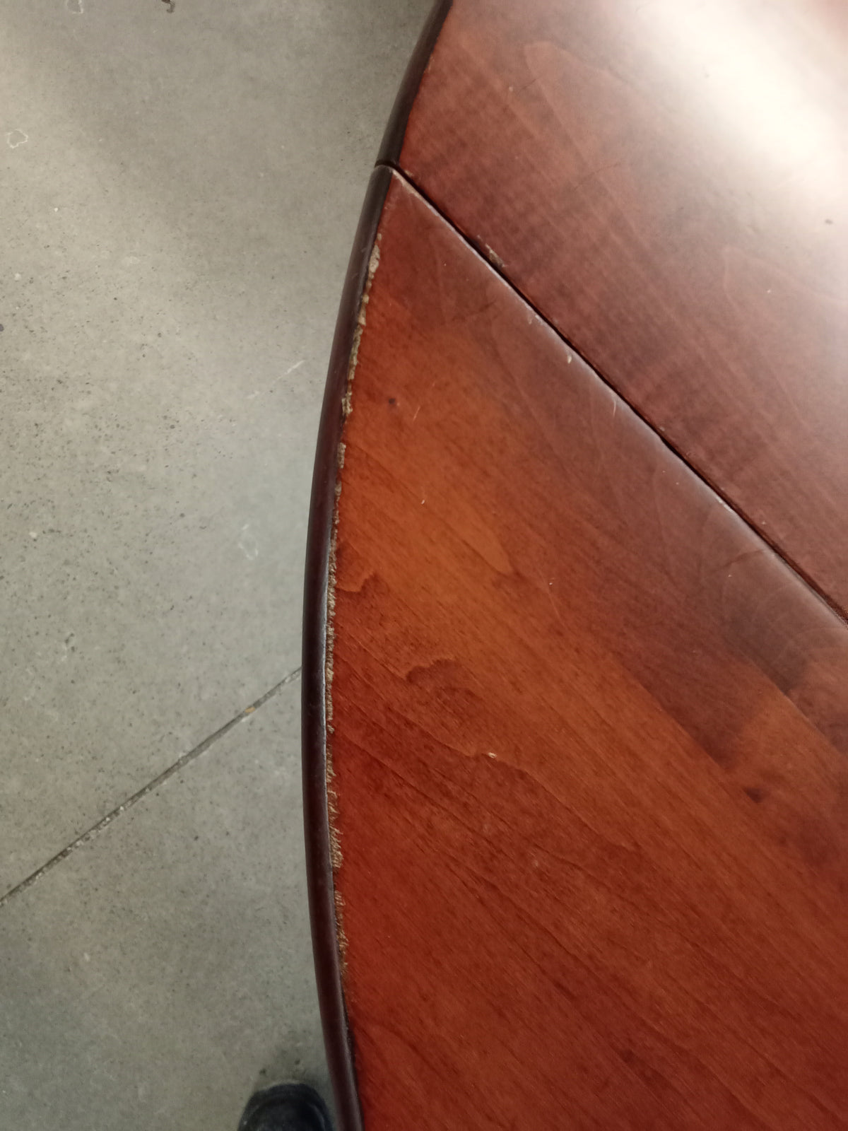 38" Diameter Round Wood Drop Leaf Dining Table