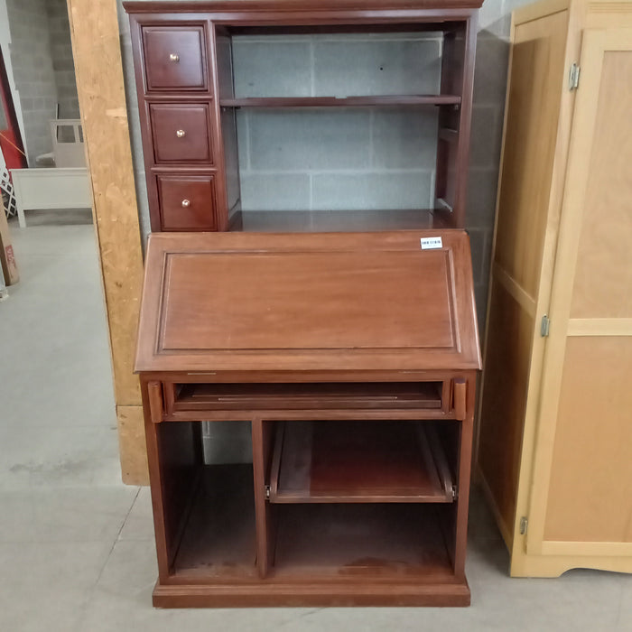 36"W 2-Piece Solid Wood Secretary's Desk