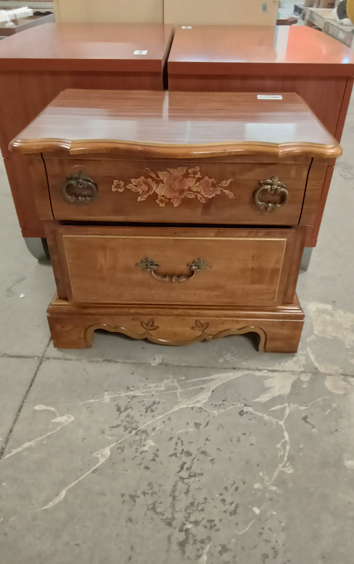 28"W Wood Night Stand with Scroll Accent