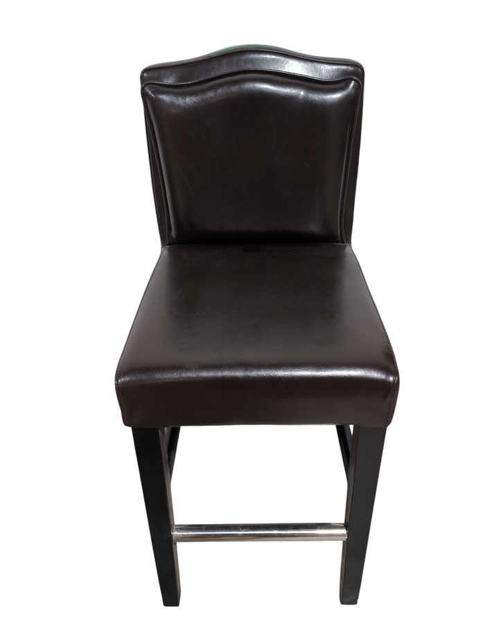 Dark Brown Leather Barstool