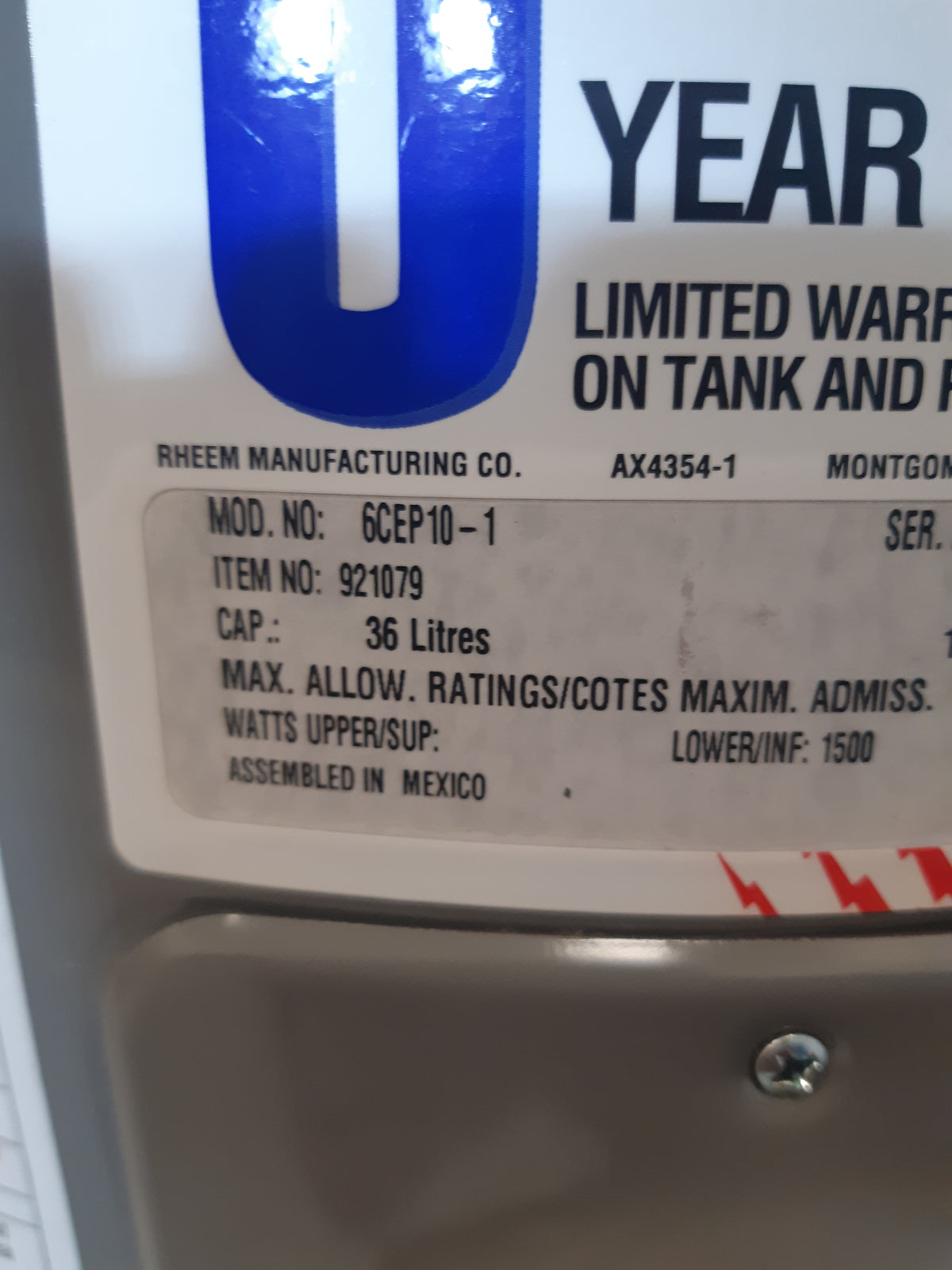 10 Gallon Richmond Electric Water Heater