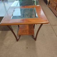 28"W Wood and Glass Side Table