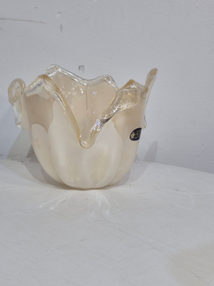 Murano Hand Made White Crystal Vase