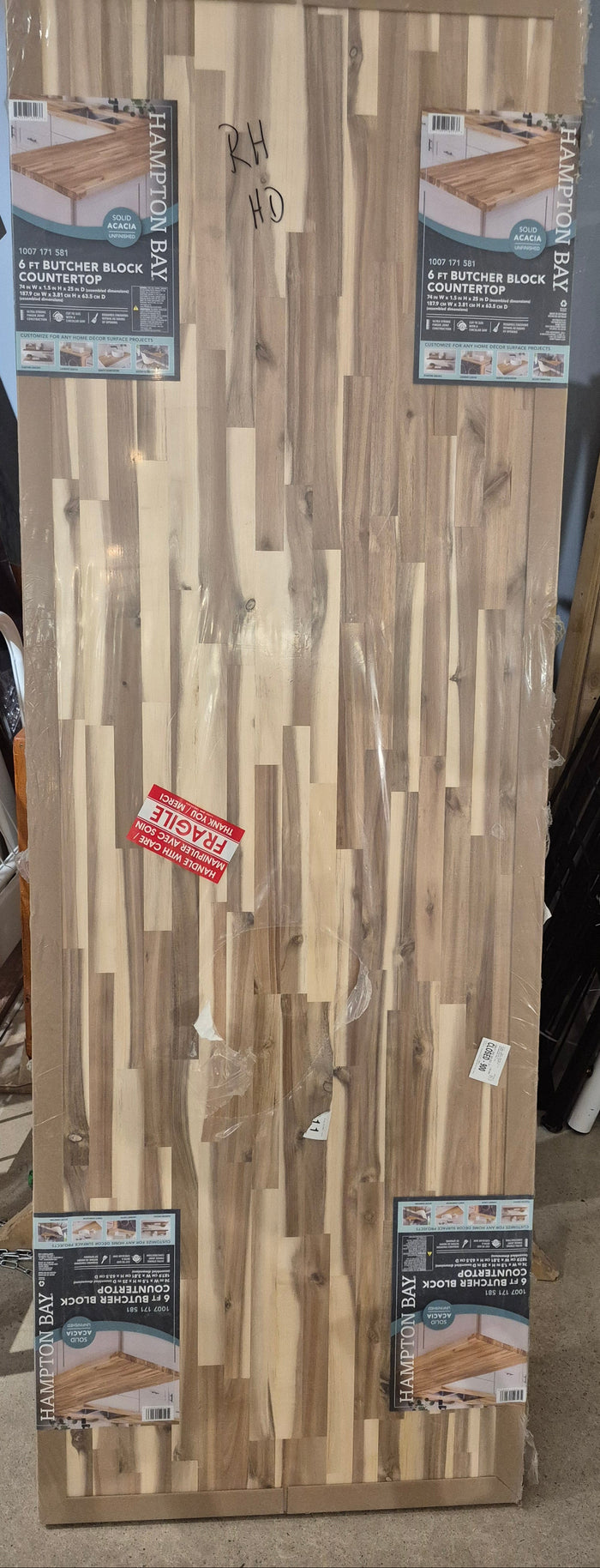 6 ft. L x 39 in. D Unfinished Birch Butcher Block Island Countertop